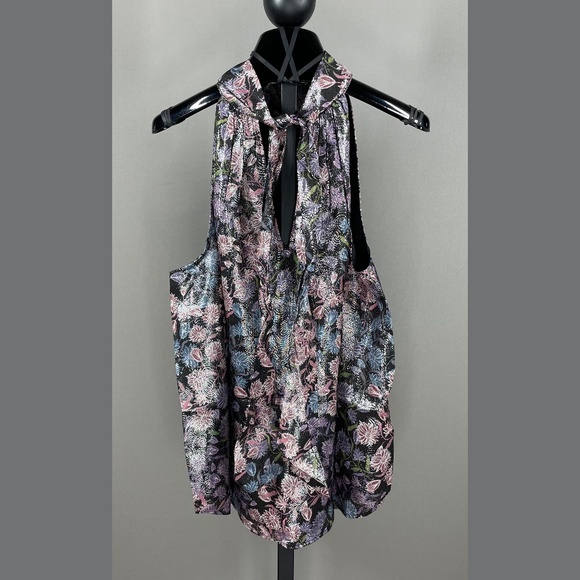 NEW J Crew Collection Shirt Womens Small pink purple black silk floral blouse - Picture 8 of 10